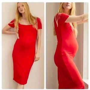 Hatch Red Body Cap Sleeve Dress